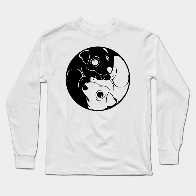 Cute Yin and Yang Dog Long Sleeve T-Shirt by RobertDan